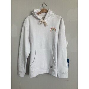 NEW Life is Good Rainbow Logo Hooded Sweatshirt XXL Women’s White Lounge